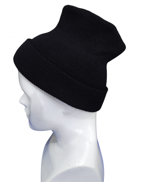 Pure Wool Ribbed Cap black